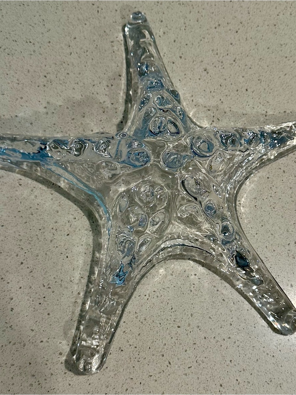 Hand Blown 10 Inch Clear Glass Star Fish Decor
